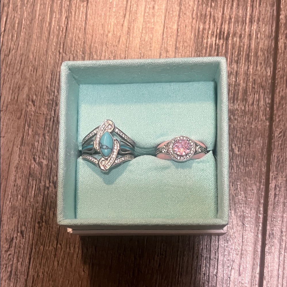 Serene western rings turquoise, rose quartz